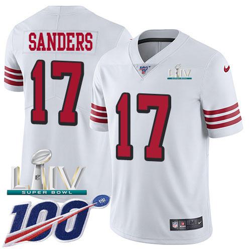 San Francisco 49ers Nike #17 Emmanuel Sanders White Super Bowl LIV 2020 Rush Youth Stitched NFL Limited 100th Season Jersey->youth nfl jersey->Youth Jersey